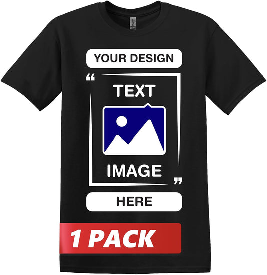Gildan Custom T-Shirts - Personalized Unisex Crewneck Tee Shirt - Customize Your Image, Text & Photo - Men Women Adult