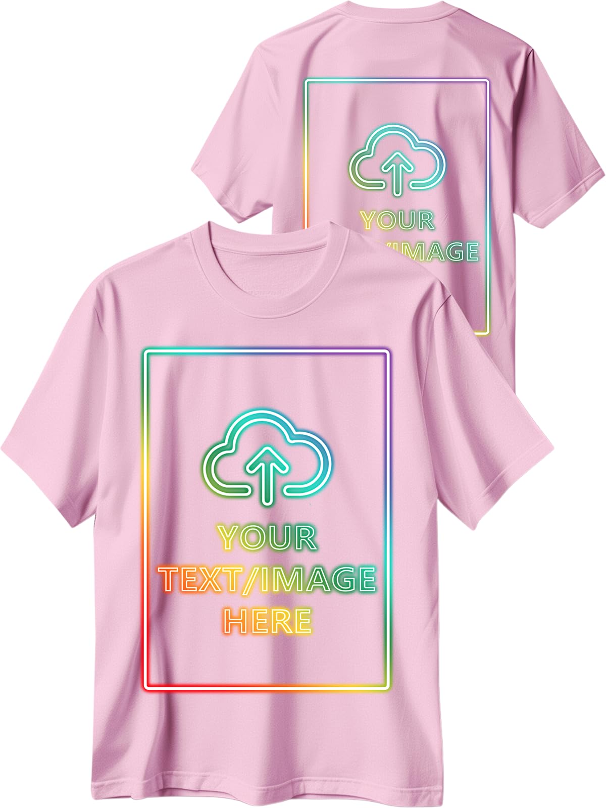 Custom T Shirts with Photo Logo Text Front Back Print Bulk Cotton Tee