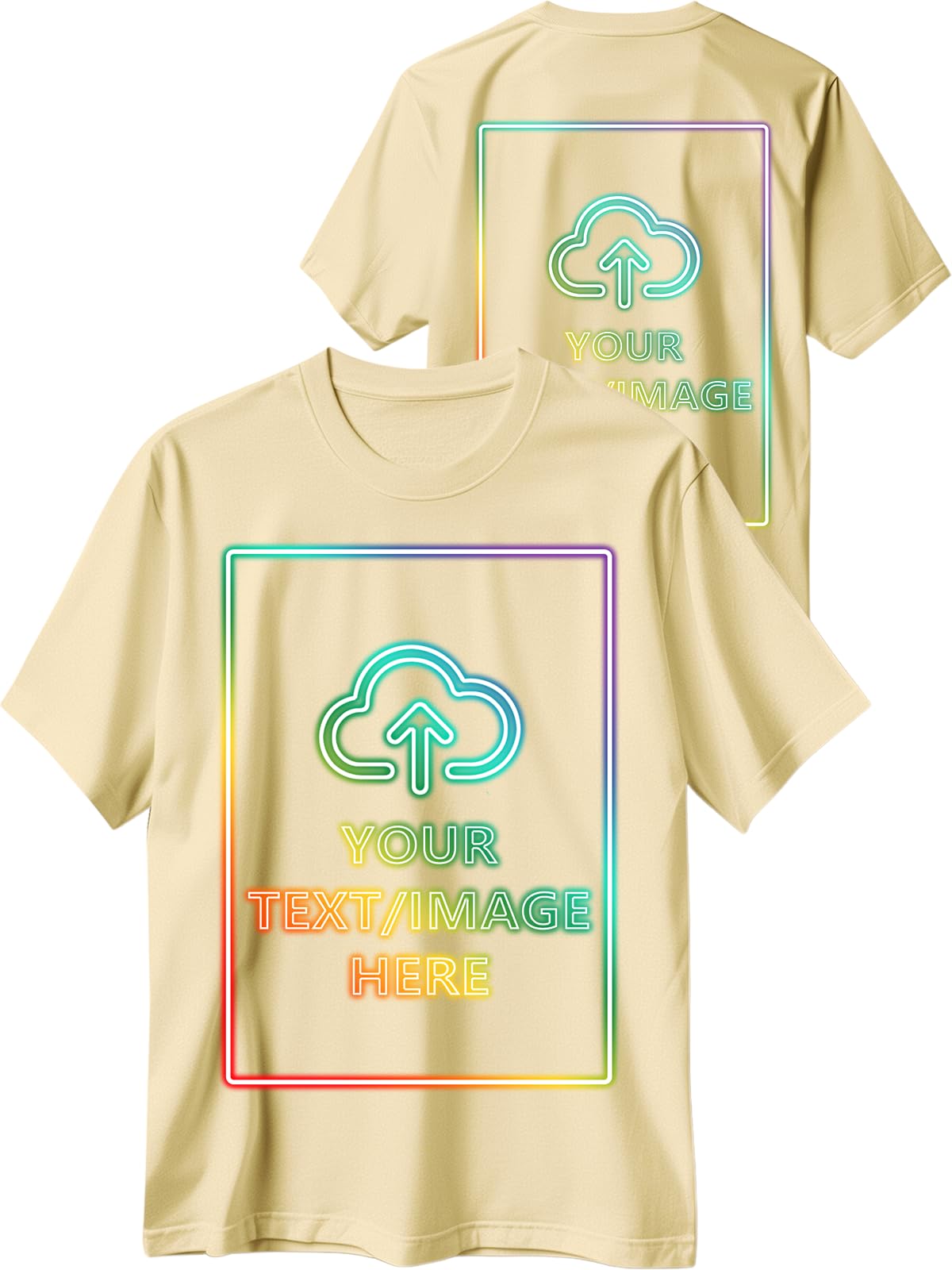 Custom T Shirts with Photo Logo Text Front Back Print Bulk Cotton Tee