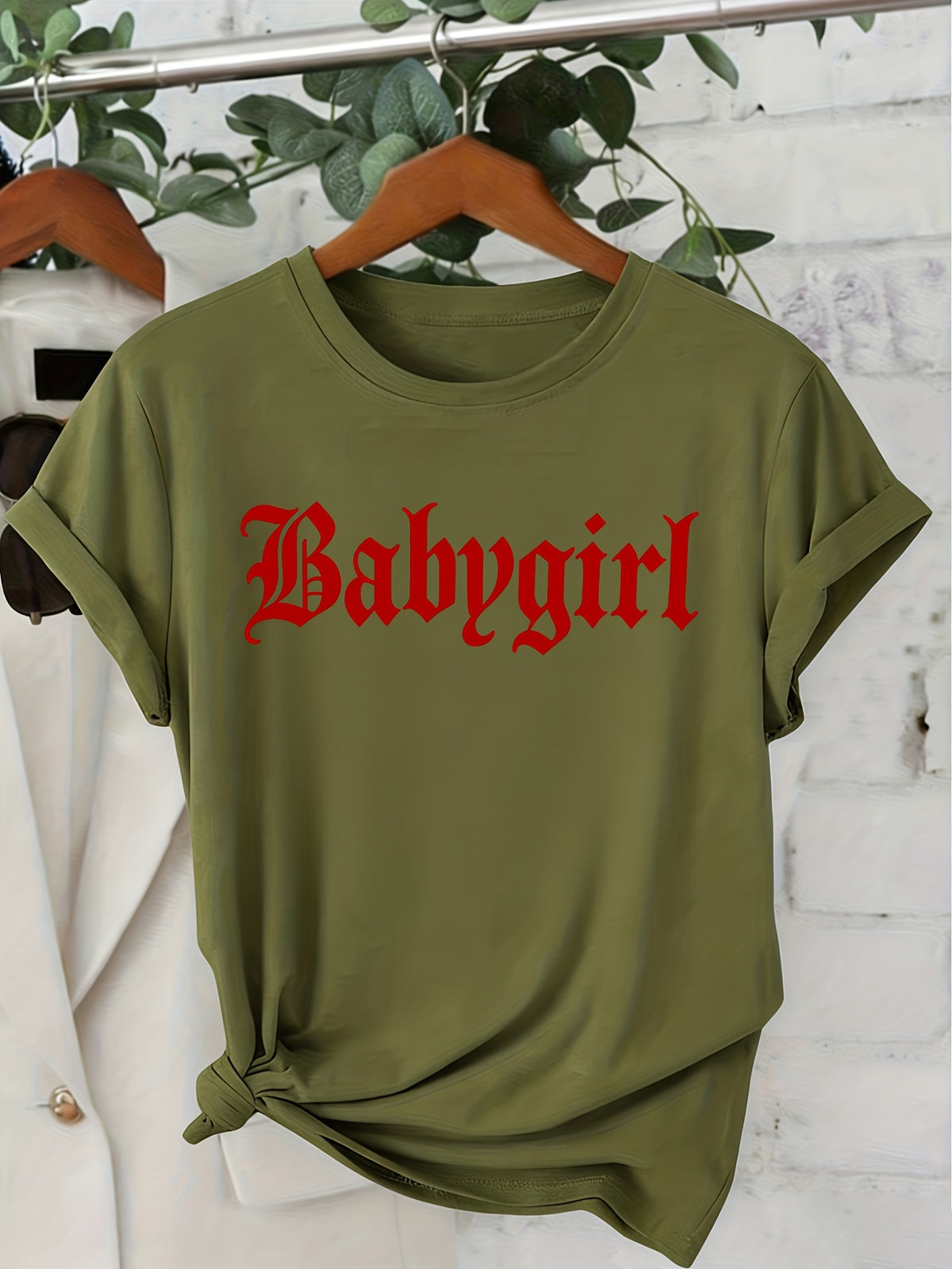 Women's Casual Print Crew Neck T-Shirt Babygirl Say Less City Streets Vibe Casual Daily Wear, Gift Idea for Him/Her, US Local Warehouse, Top Pick for Holidays
