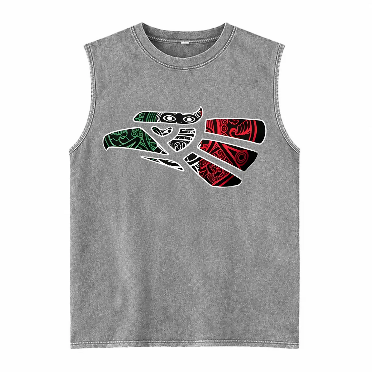 Latino Heritage Cotton T-shirt Featuring Green White Red Mexico Eagle Tribal Art Design with Mexico Flag Tattoo Eagle Theme for Men