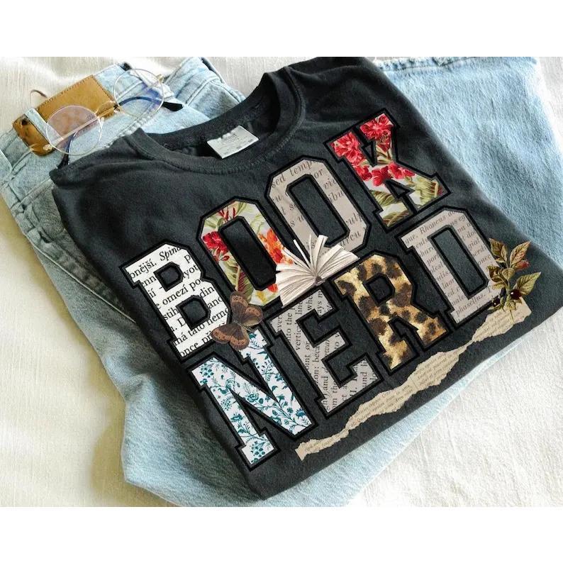 Book Nerd PRINTED Vintage T-shirt Retro Bookish Trendy Lover Retro Tee Trendy For Booktok Librarian Gift Idea Bookish Casual Short Sleeve Crew Neck Top book lover reading shirt booktok outfit literary apparel vintage reading tee reader clothing
