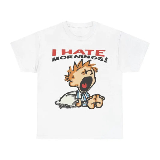 [100%25 Cotton] Oversized Vintage I Hate Mornings Tshirt, Retro Cartoon Tshirt, Baggy Fit Graphic Tee, Vintage Tshirt, Trendy Tshirt, Y2K, Vintage 90S Tee Golf Gift T-Shirt For Men And Women