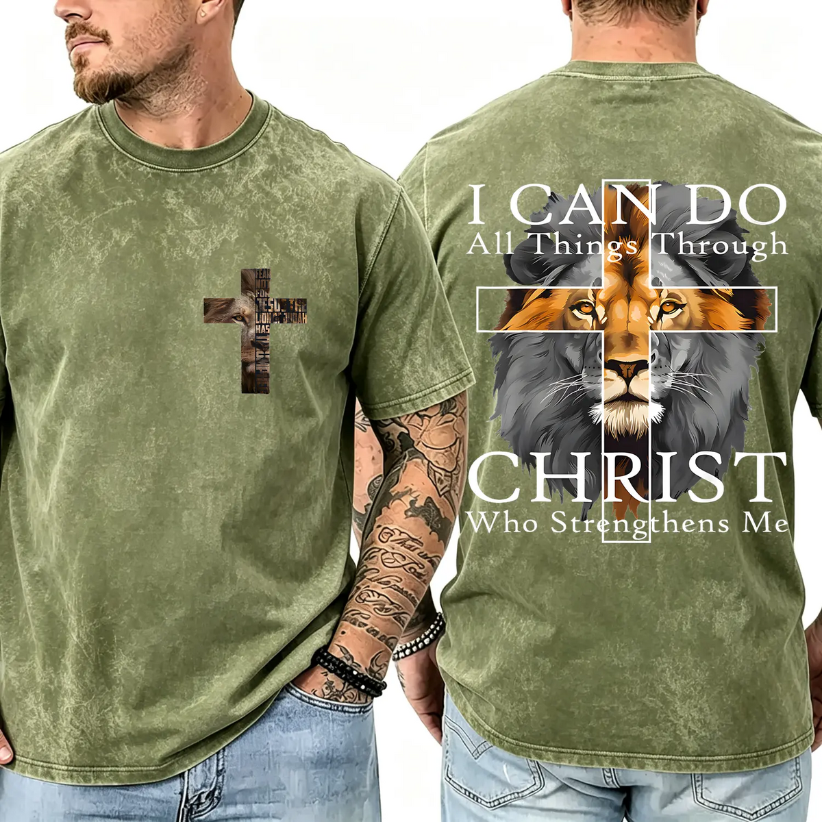 4th Strong Lion With Cross Christian Faith Inspirational T-Shirt 4th