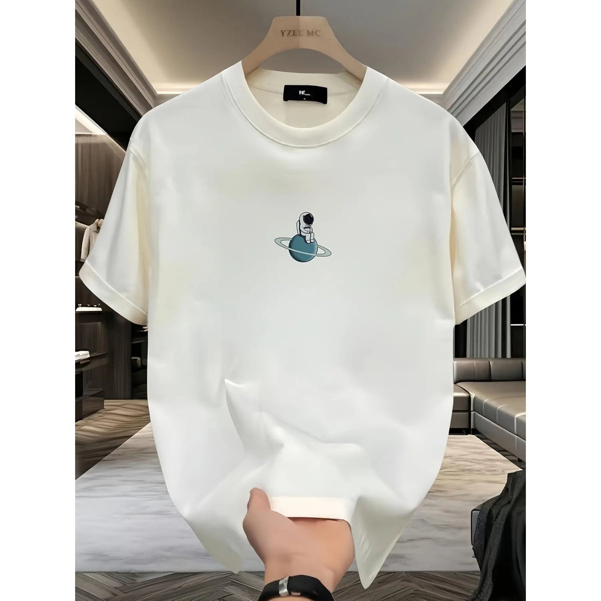 Men's Heavyweight 100% Cotton Graphic T-Shirt Solar System Planet Print Casual Short Sleeve Tee Round Neck Summer Top for Teens & Young Adults Machine Washable Regular Fit Streetwear Soft Sweatshirt Tshirt