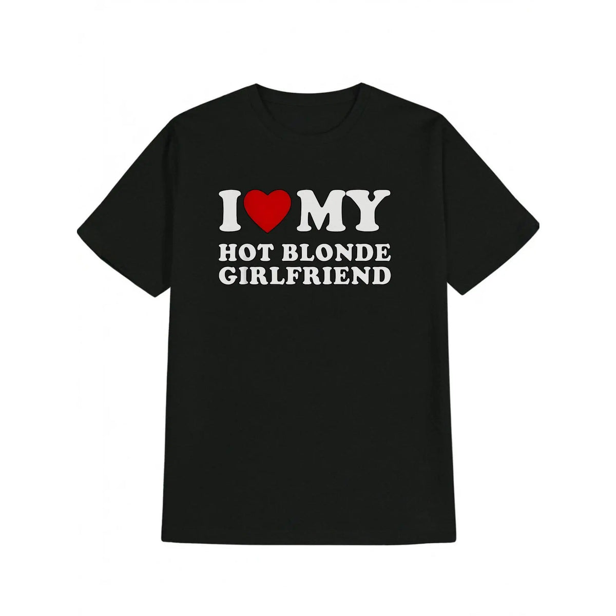 Men's 100% Cotton Round Neck Graphic T-Shirt with "I Love My Girlfriend" Print, Soft Unique Gifts for Boyfriend, Cute GF Gift for Man, Male Casual Tops,sohochic