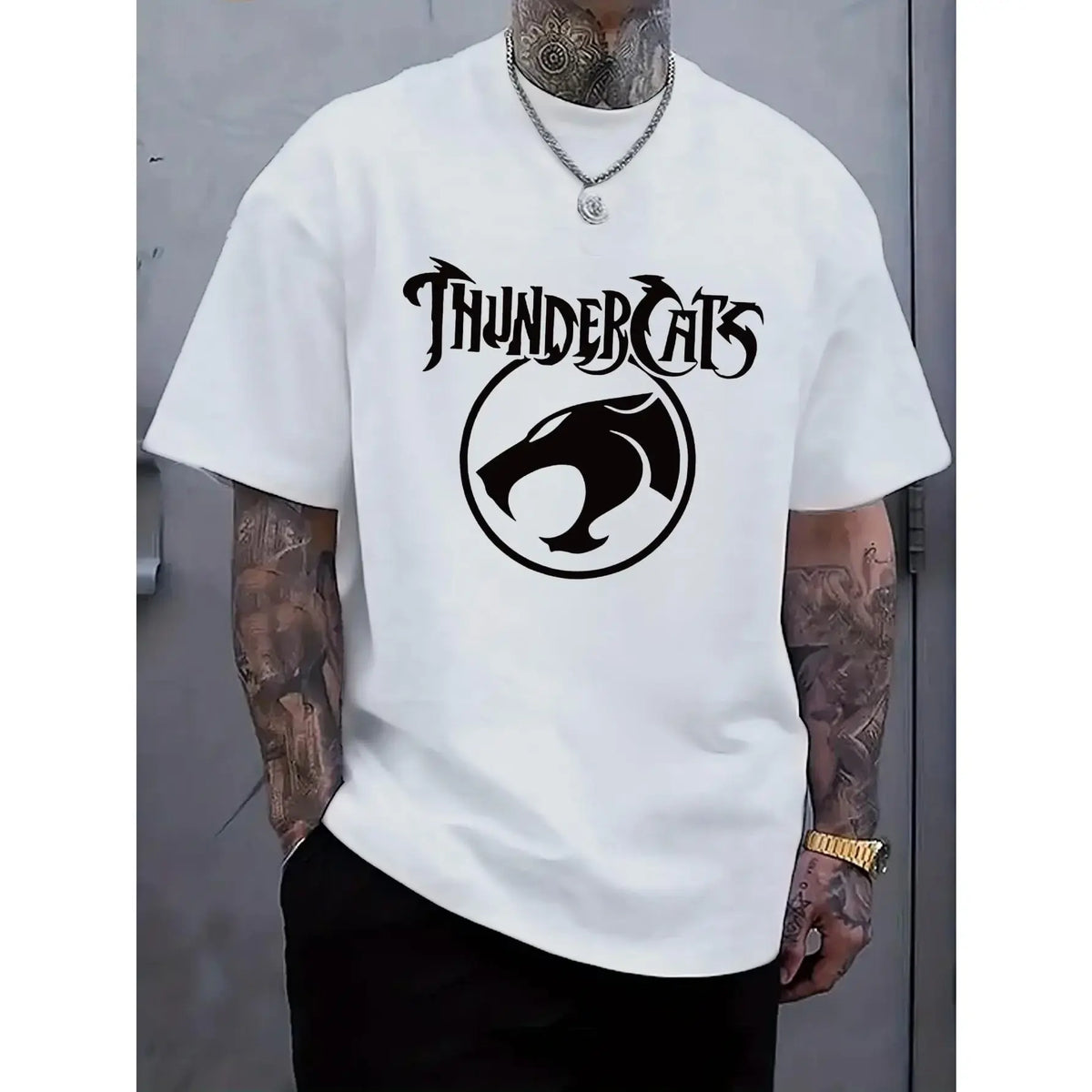 Men's Roaring Cat Graphic Casual T-Shirt - Plain, Cozy Crew Neck, Short Sleeve Streetwear, Lightweight Stretchy Fabric, Loose Fit, Daily Wear Undershirt, Stylish Menswear Top (Machine Washable, Cold Wash Safe)