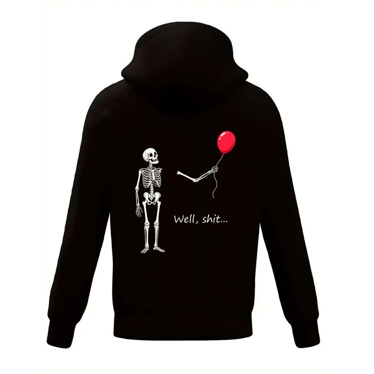 Funny Skeleton Balloon Shirt, Dark Humor Graphic Tee, Halloween Style Black Short Sleeve Cotton Blend Top, Skeleton Gift Shirt