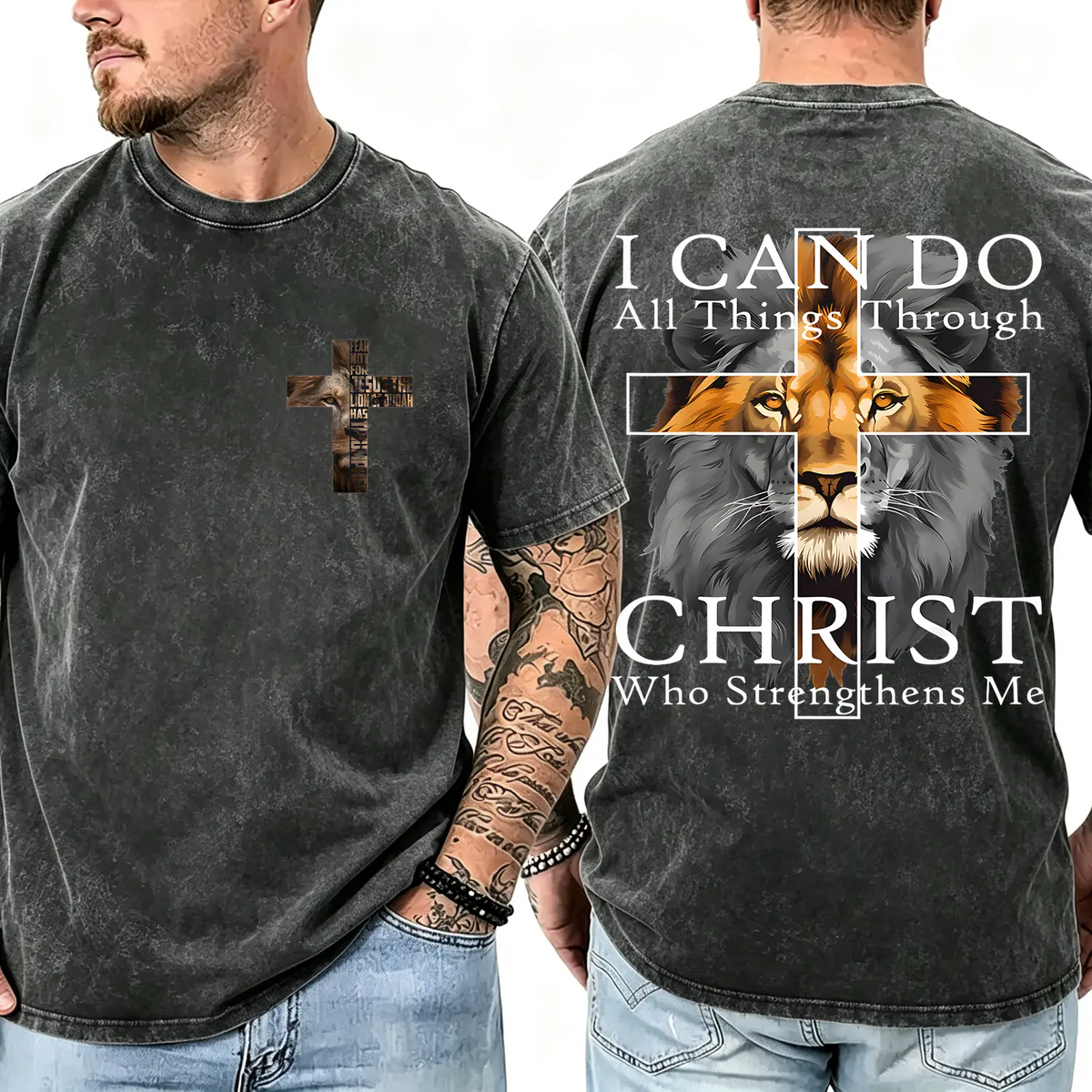 4th Strong Lion With Cross Christian Faith Inspirational T-Shirt 4th