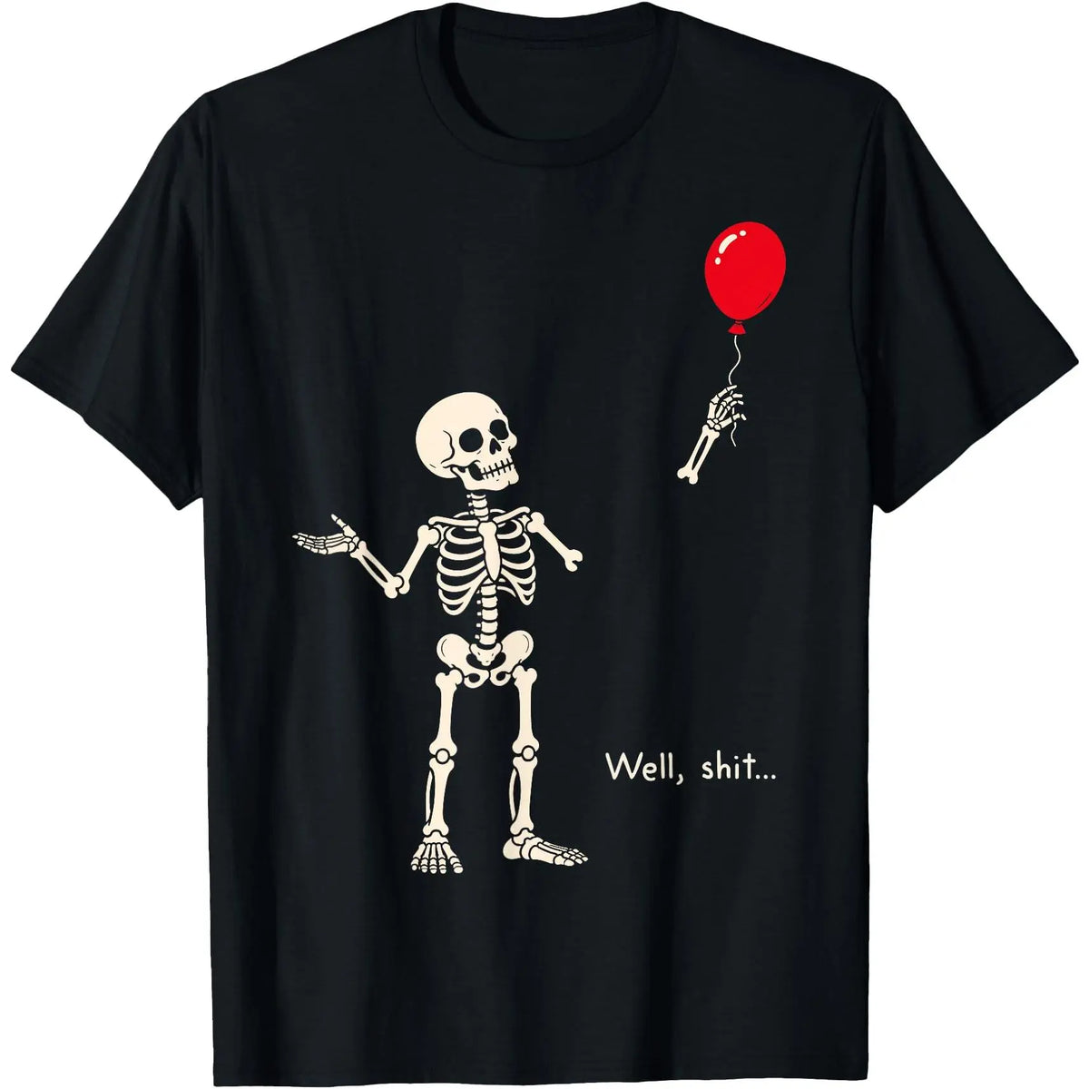 Well Skeleton Holding Balloon Gothic Halloween T-Shirt