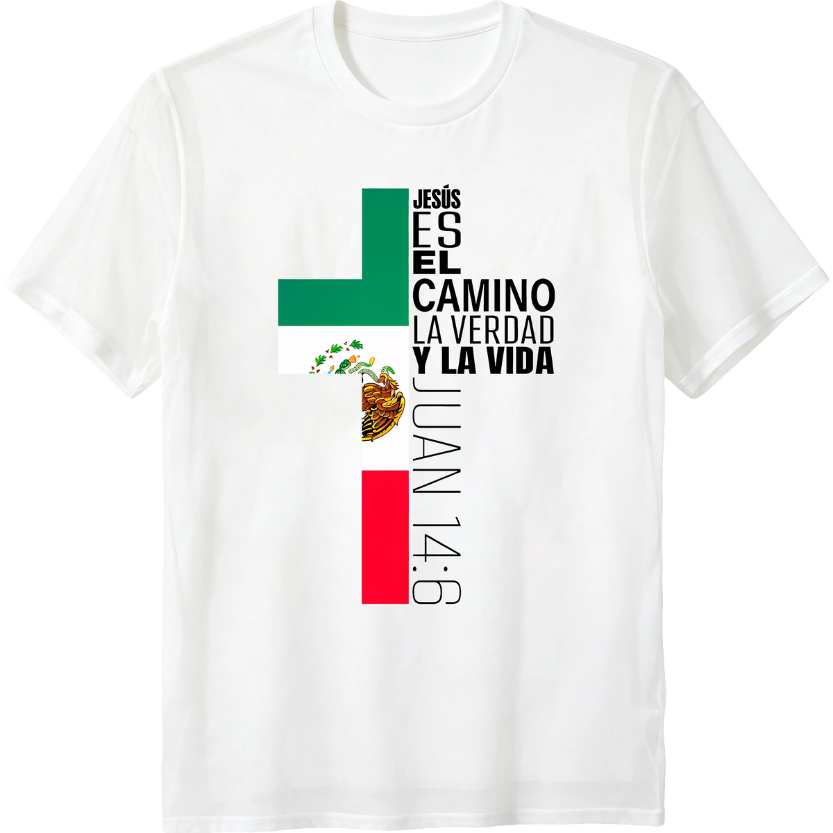 Jesus Christian Bible Verse Gifts Spanish Mexican Flag Cross T-Shirt