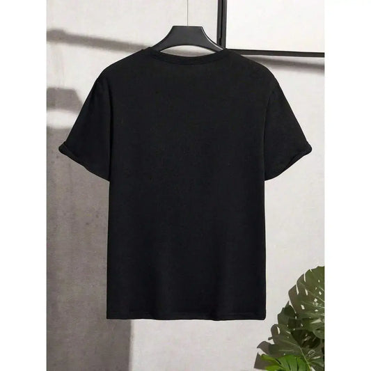 Men's Cotton Digital Print Short-Sleeve Round Neck T-Shirt - Red & White Bunny Skull with Crossbones Design, Streetwear Tops for Unique Wardrobe, Casual Gift for Boyfriend