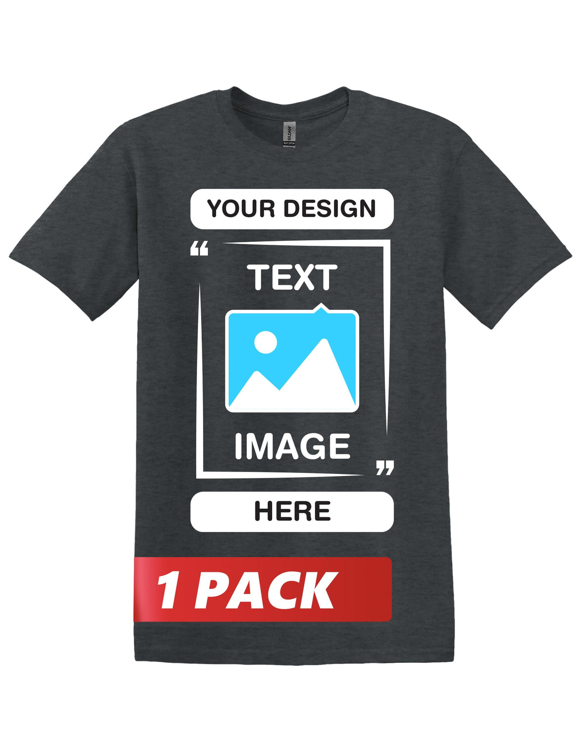 Gildan Custom T-Shirts - Personalized Unisex Crewneck Tee Shirt - Customize Your Image, Text & Photo - Men Women Adult