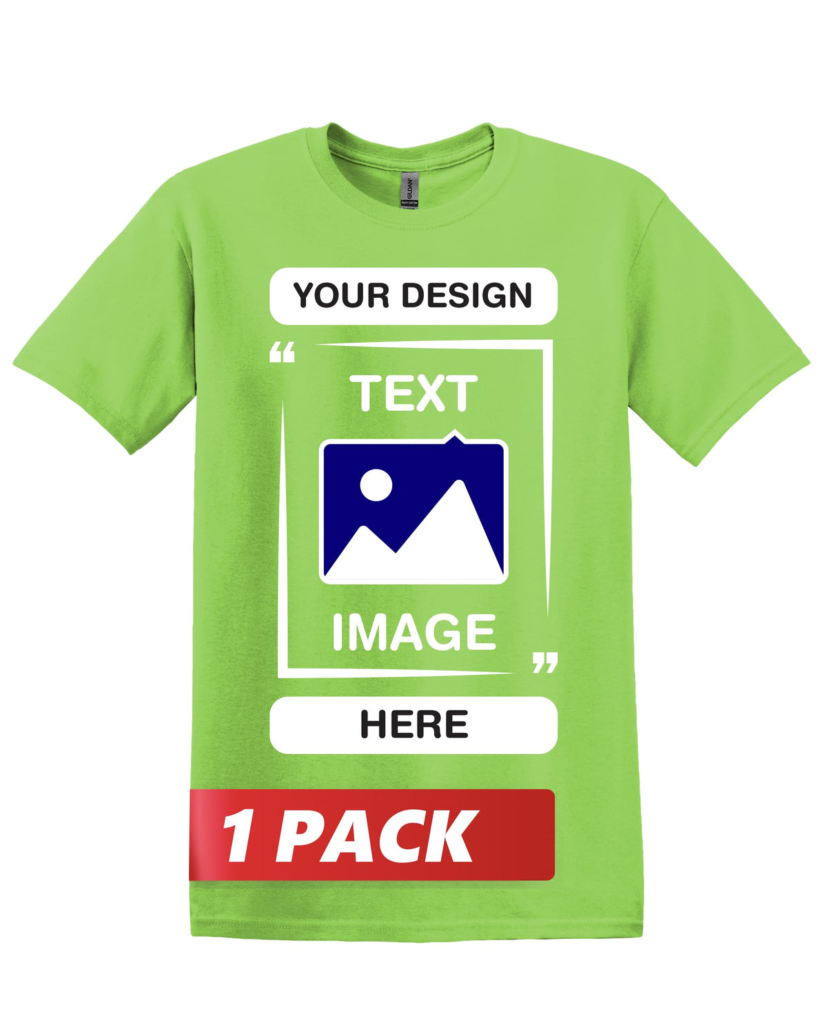 Gildan Custom T-Shirts - Personalized Unisex Crewneck Tee Shirt - Customize Your Image, Text & Photo - Men Women Adult