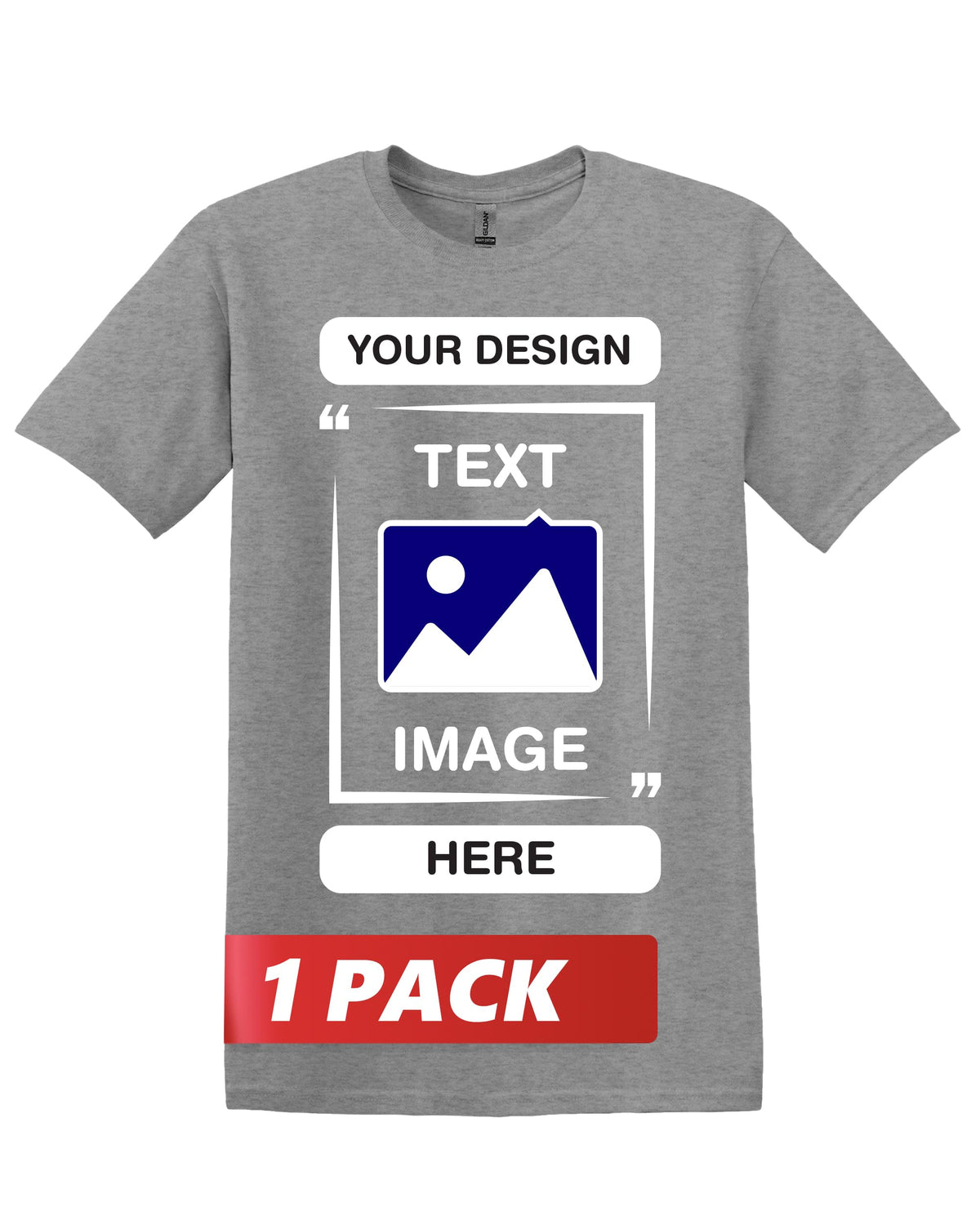 Gildan Custom T-Shirts - Personalized Unisex Crewneck Tee Shirt - Customize Your Image, Text & Photo - Men Women Adult