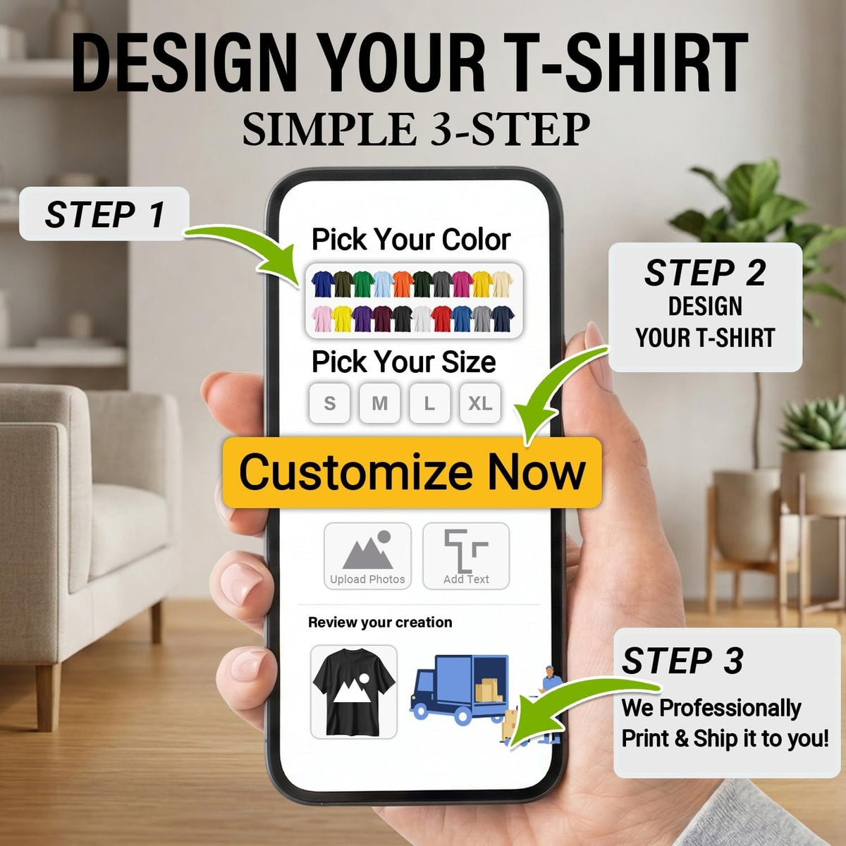 Custom T Shirts with Photo Logo Text Front Back Print Bulk Cotton Tee