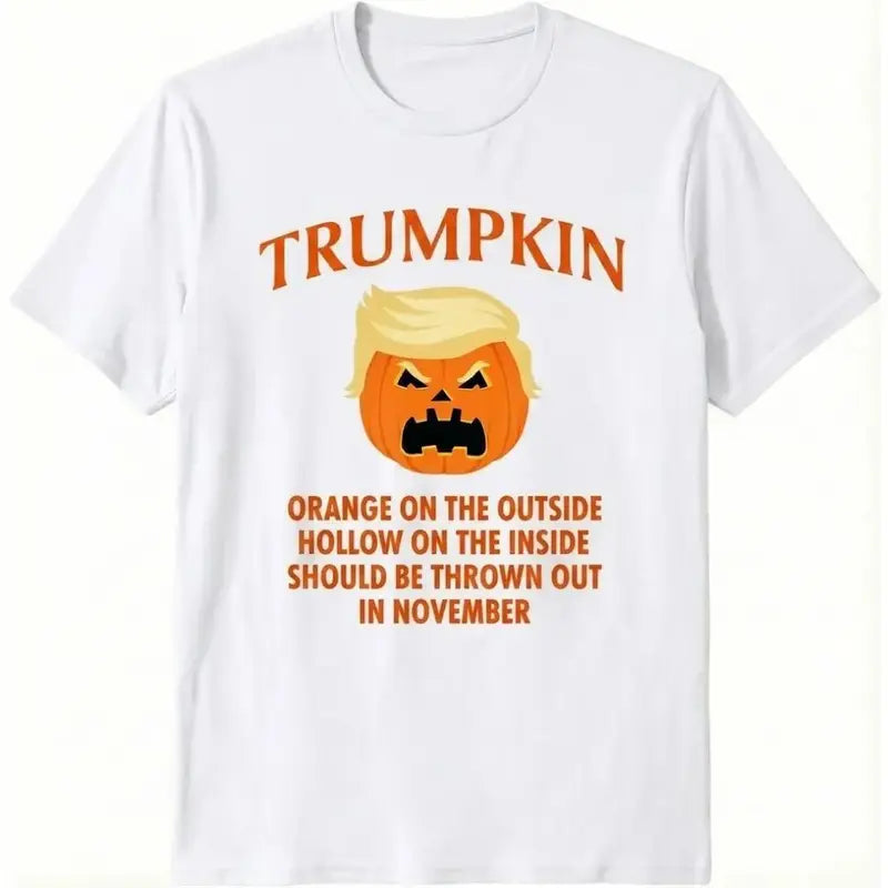 Trumpkin Halloween T-Shirt Sarcastic Anti Trump Graphic Tee Funny Political Pumpkin Shirt Novelty Fall Election Humor Unisex Cotton breathable Top black navy casual comfort printed crewneck short sleeve fashion top,sohochic