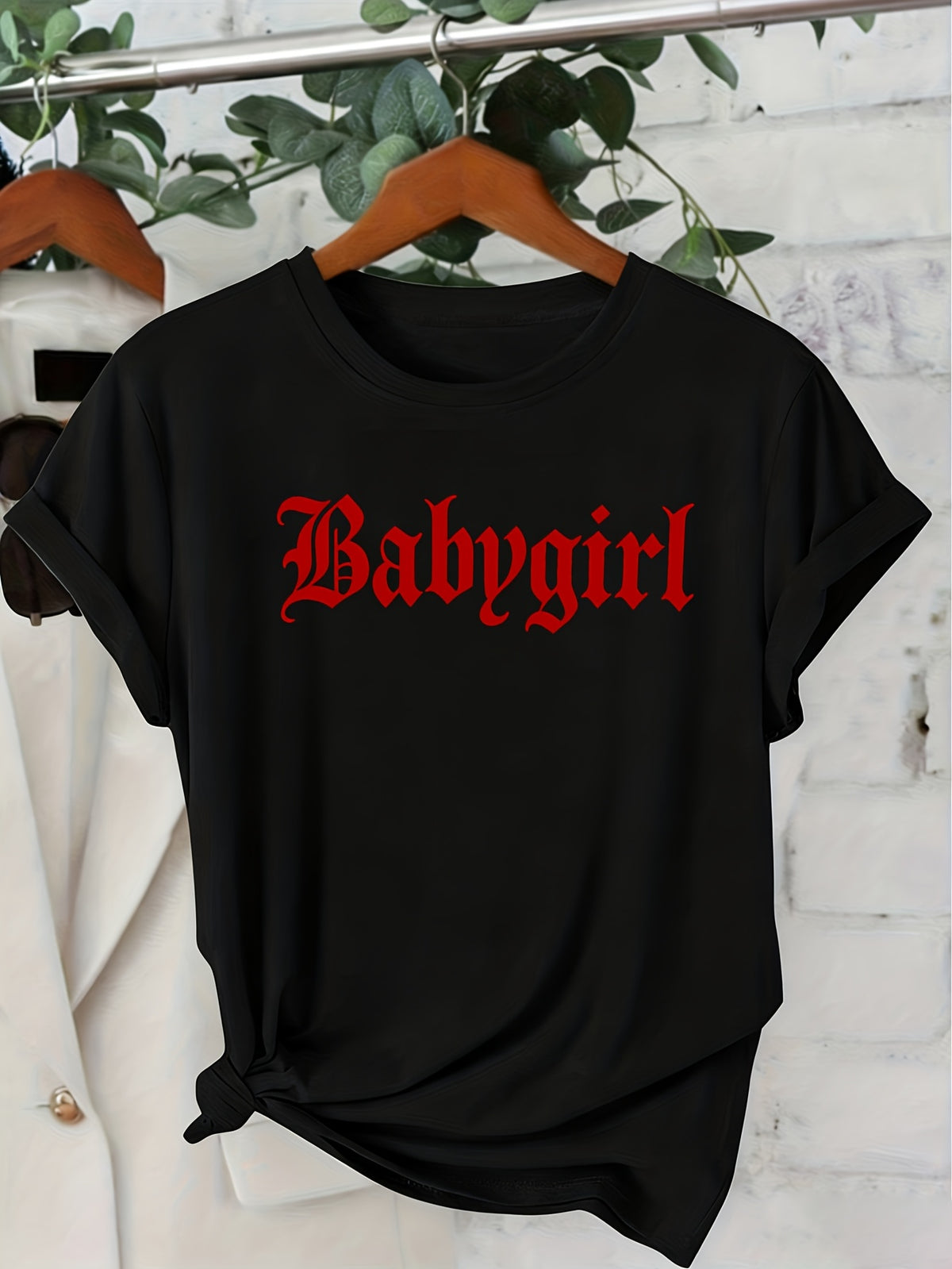 Women's Casual Print Crew Neck T-Shirt Babygirl Say Less City Streets Vibe Casual Daily Wear, Gift Idea for Him/Her, US Local Warehouse, Top Pick for Holidays