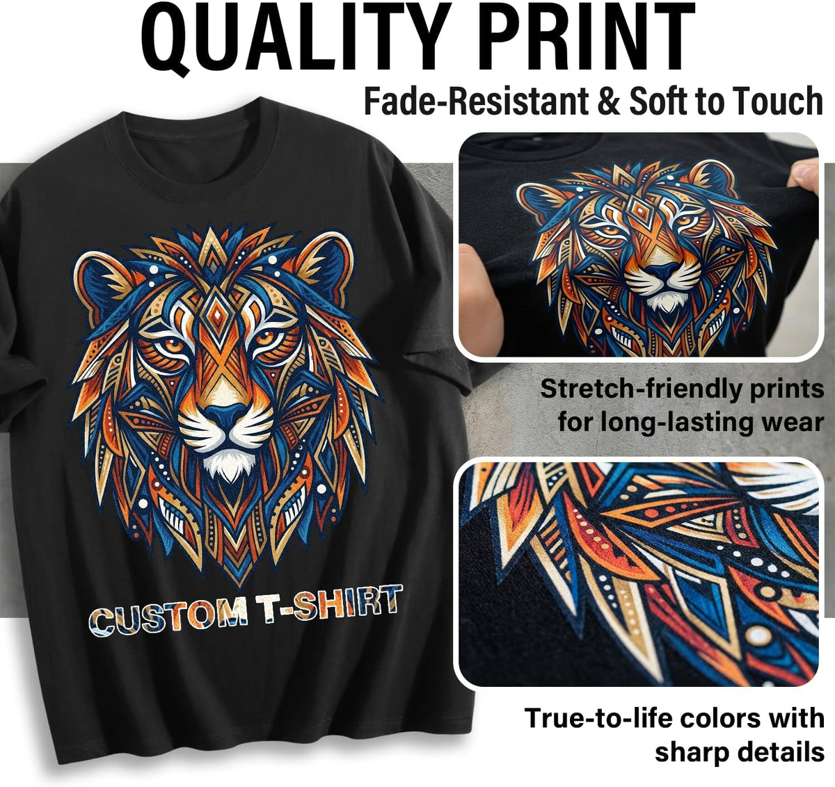 Custom T Shirts with Photo Logo Text Front Back Print Bulk Cotton Tee