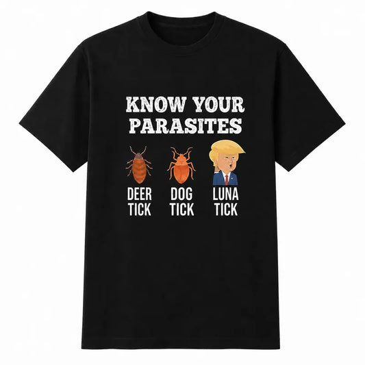 Men's Soft Cotton Graphic Tee - Loose-Fit, Breathable Fabric, Short-Sleeve Crewneck Top, Vintage Distressed Know Your Parasites Cartoon Print, Funny Sarcastic Satire, Unisex Black Casual Streetwear for Humor Lovers
