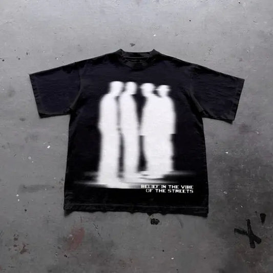 Gildan Men's Women's T-shirt, Street Atmosphere Virtual Shadow Characters Shadow Graphic Cotton T-Shirt, grunge y2k emo scene tapout goth amity affliction style clothes, Unisex T-shirt