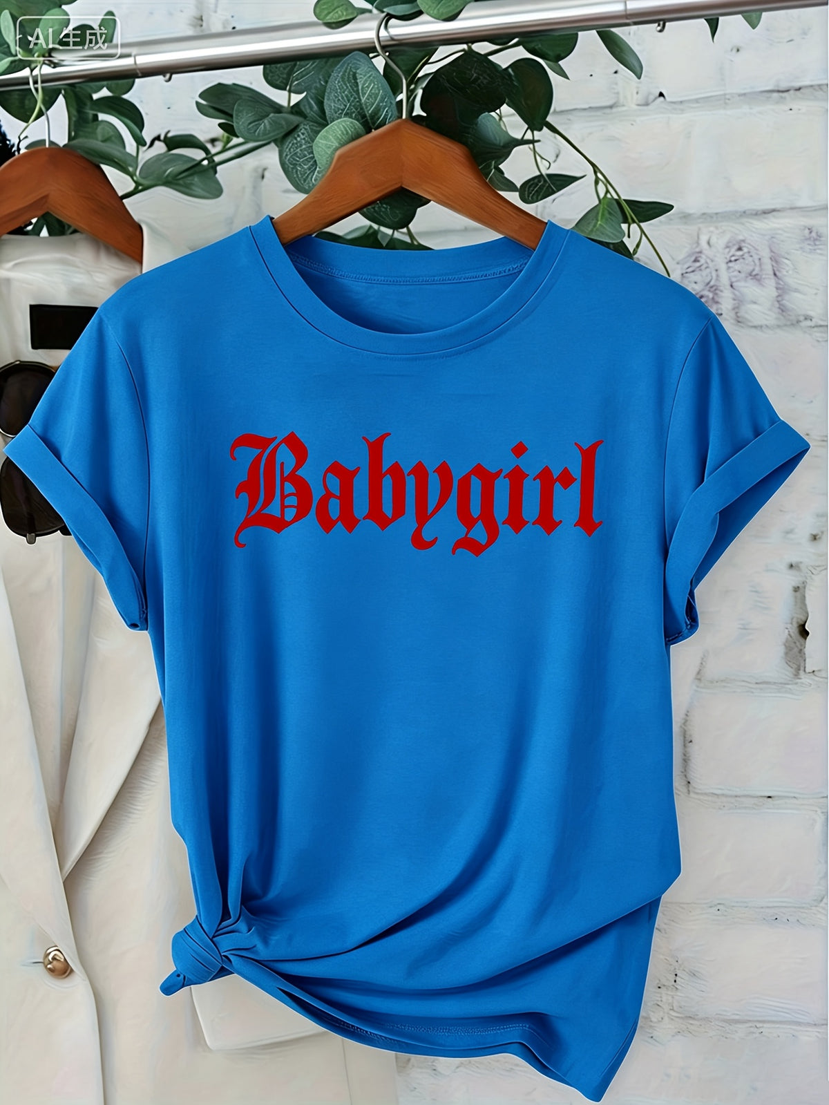 Women's Casual Print Crew Neck T-Shirt Babygirl Say Less City Streets Vibe Casual Daily Wear, Gift Idea for Him/Her, US Local Warehouse, Top Pick for Holidays