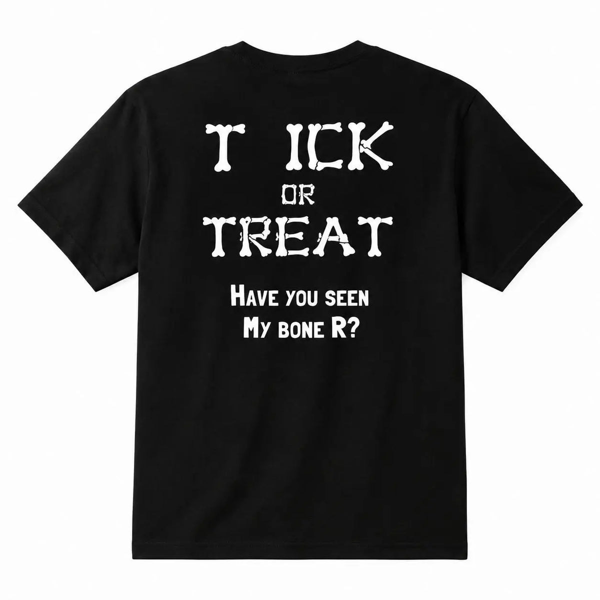 Men's Fun "Trick or Treat" Halloween T-Shirt with Bone-Style Lettering – Humorous, Quirky Graphic Short-Sleeve Casual Holiday Tee
