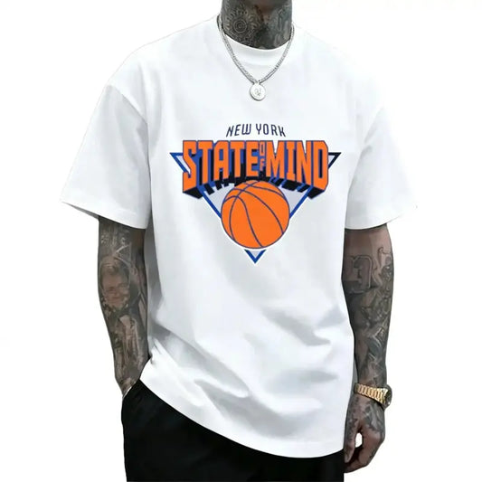 Graphic Tee Breathable / Soft[Basketball Tee][Viral TikTok Shirt]New York State of Mind Basketball Graphic T-Shirt Unisex Cotton Casual Short Sleeve Crewneck Streetwear Tee For Basketball Fans & Streetwear Lovers & Trend Seekers CamiSummer 2026 Streetwear