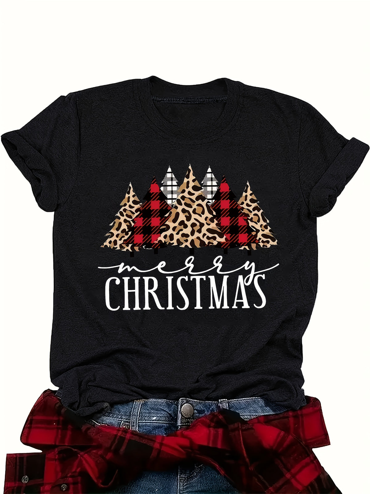 Short-Sleeved T-Shirt with Letter Print, Casual Round Neck Tee for Women
