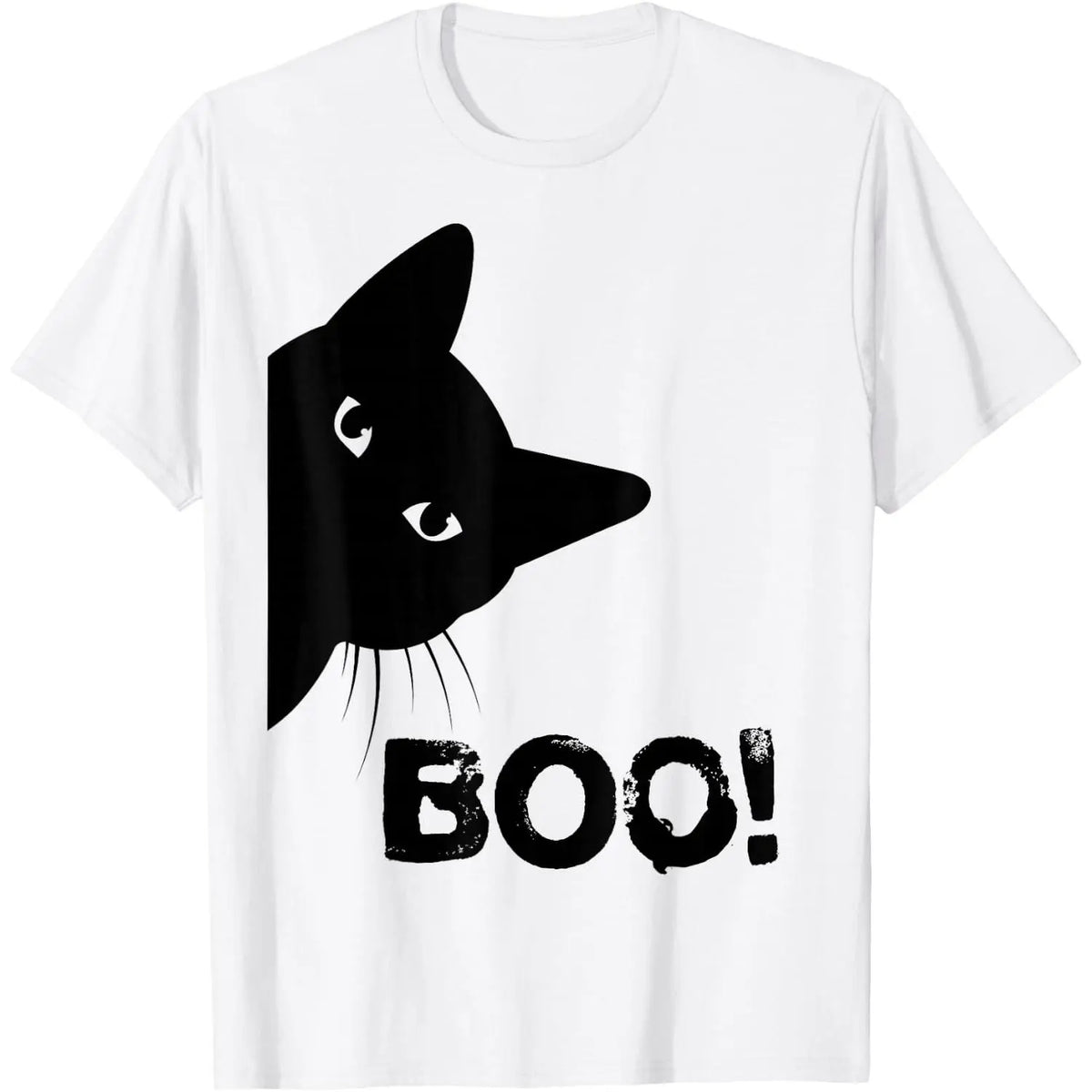 Boo! |     Funny Hiding Peekaboo Scary Halloween Cat T-Shirt