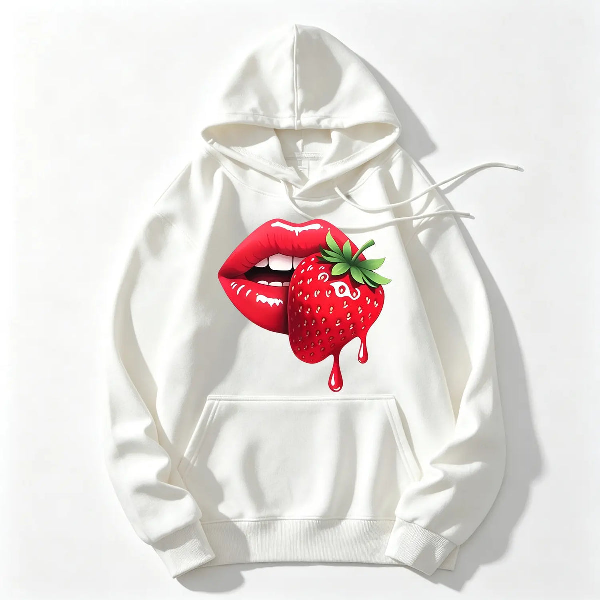 Women S Casual T Shirt Featuring Strawberry Lip Print Comfortable Fit Short Sleeve Machine Washable Ideal for Spring Summer and Fall Perfect Gift for Sisters