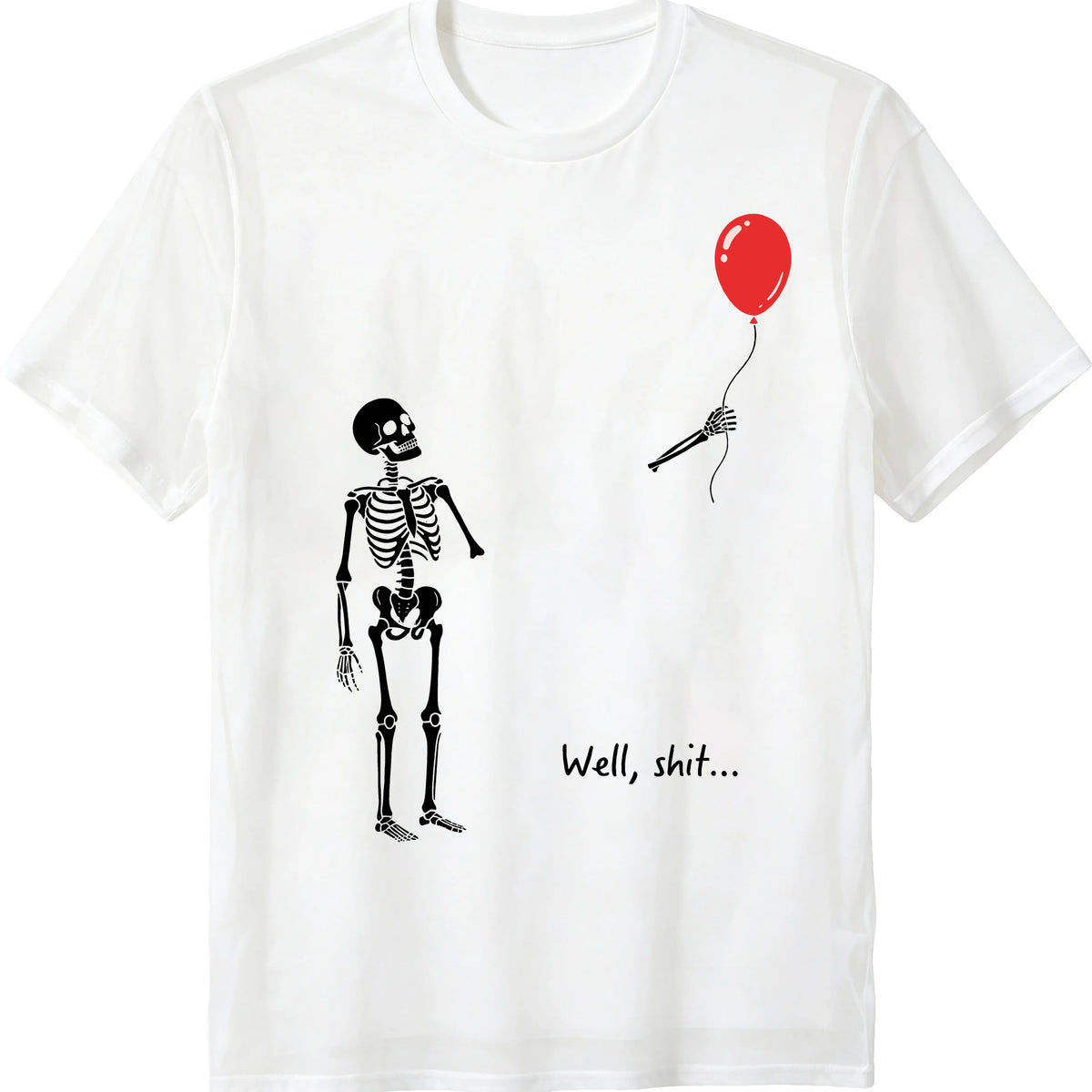 Well Skeleton Holding Balloon Gothic Halloween T-Shirt