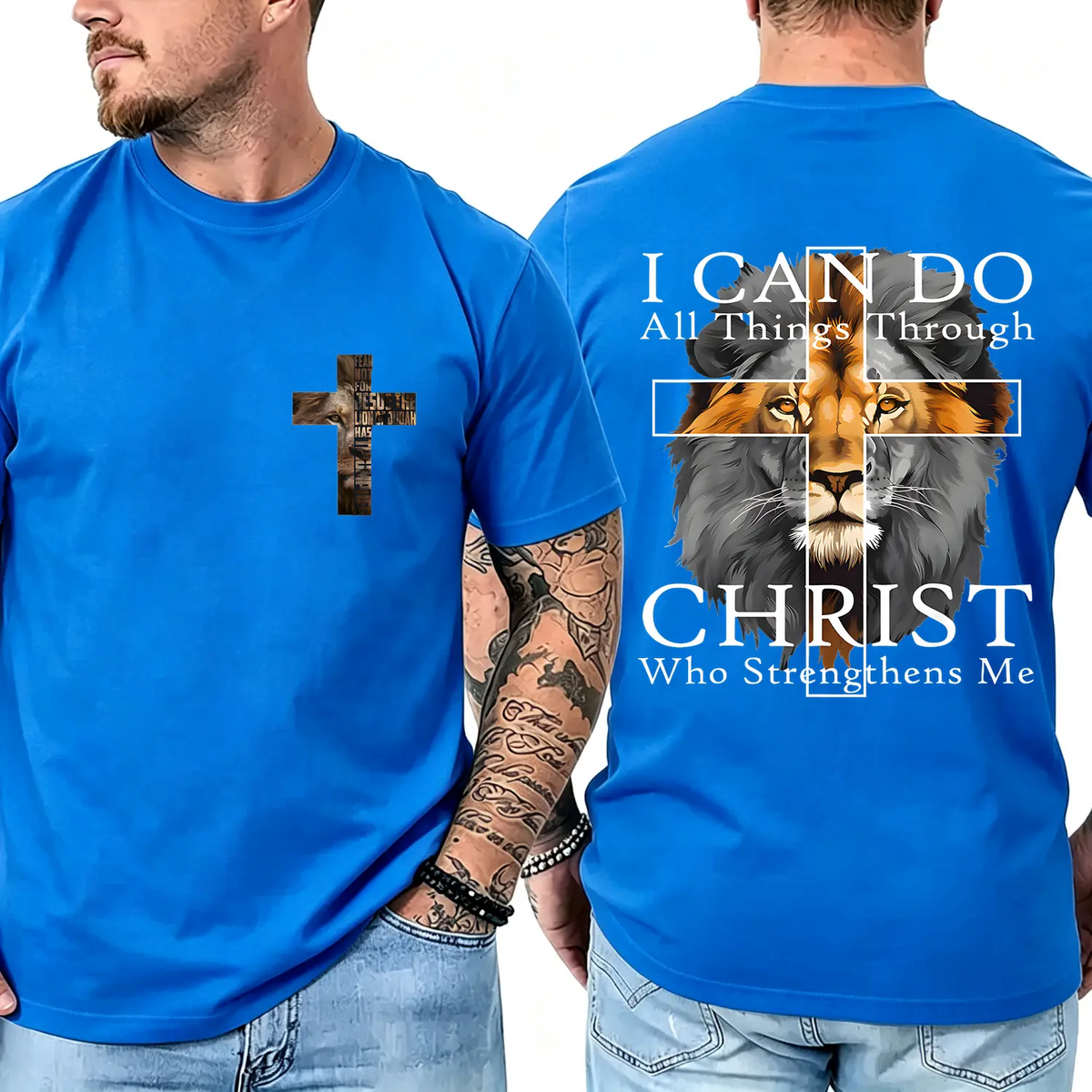 4th Strong Lion With Cross Christian Faith Inspirational T-Shirt 4th
