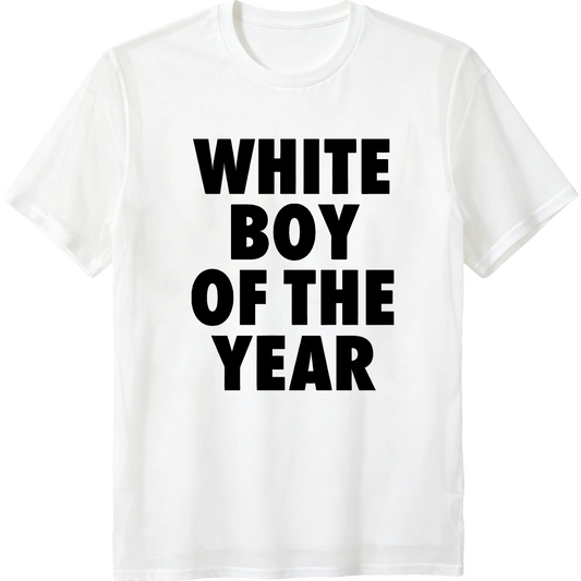 Men's "White Boy Of The Year" Oversized Streetwear T-Shirt -  Classic Short Sleeve, Casual Trendy Menswear Viral Meme Graphic Tee 2 PACK/4 PACK