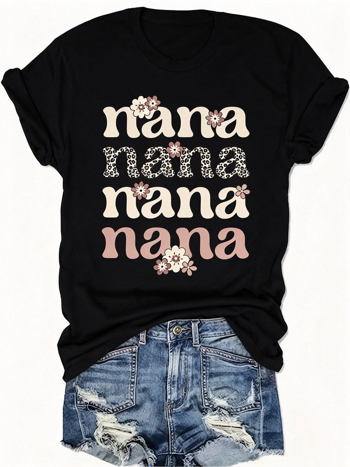 Women'S Nana T-Shirt - Dark Gray Grandma Gift Top, Soft Casual Short Sleeve Shirt with Nana/Grandma Print, Machine Washable Birthday & Mother'S Day Present, Comfortable Daily Wear for All-Season Round Neck Blouse