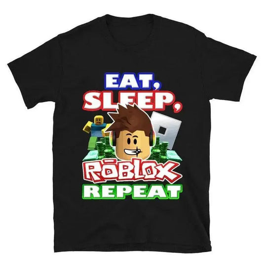 Eat, Sleep, Roblox Repeat Roblox Shirt Showcasing Nostalgic and Iconic Gaming Artwork graphic tees