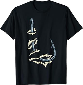 Fish Hook Cool Fishing Fisher Fisherman Angler Men Women Dad T-Shirt