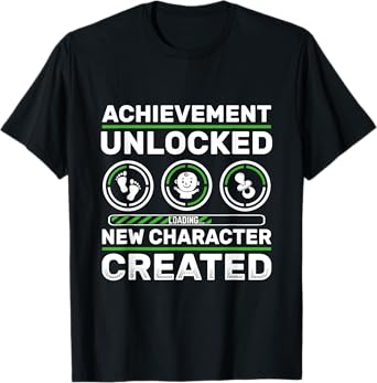 Schwangerschaft verknden Geschenk Zocker New Character Created - Pregnancy Announcement Dad Gamer T-Shirt