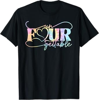 Un Four Gettable Heart Tie Dye 4th Birthday Girls Boys Kids T-Shirt