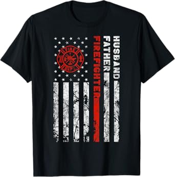 Firefighter Husband Father Fireman Fathers Day gift for Dad T-Shirt