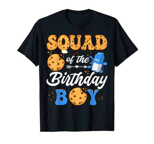 Squad Of The Birthday Boy Milk And Cookies 1St Birthday T-Shirt