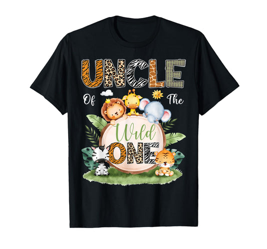 Uncle Of The Wild One 1St Birthday Kids Safari Jungle T-Shirt