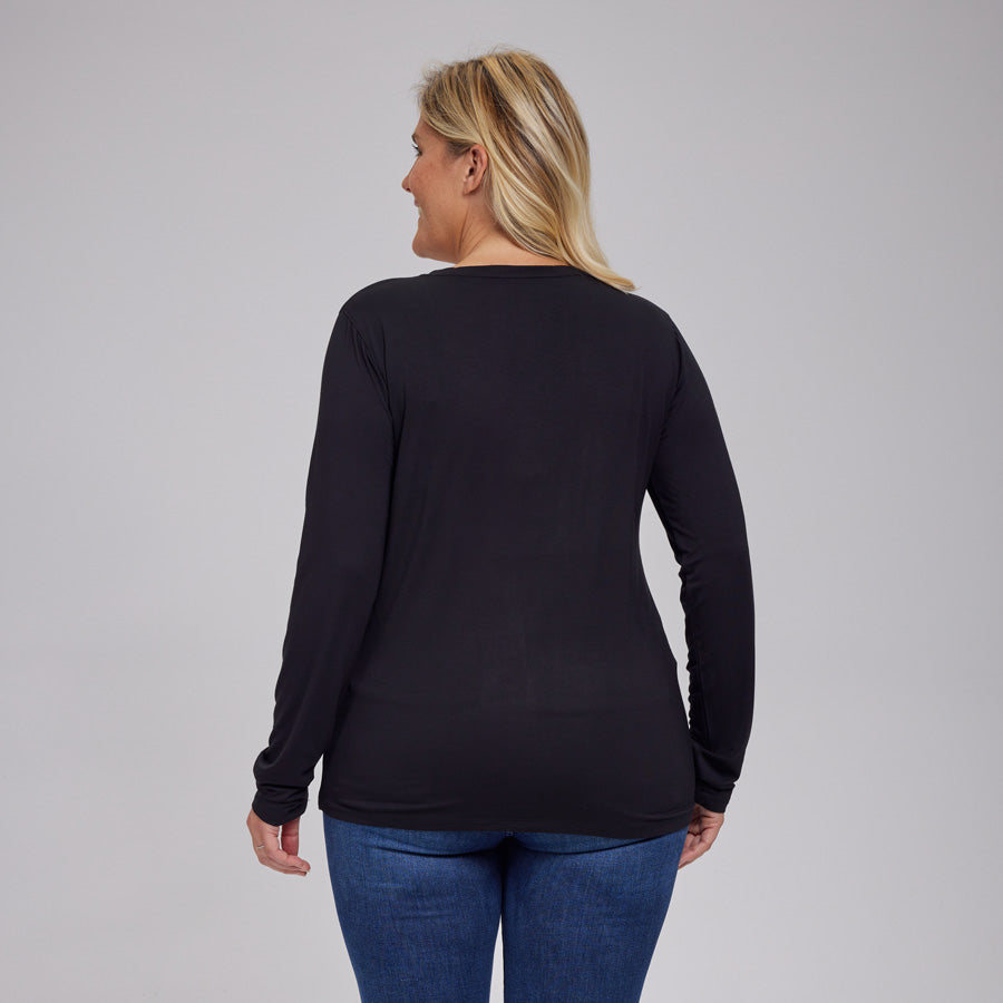 Womens Everyday Long Sleeve V-Neck Tee