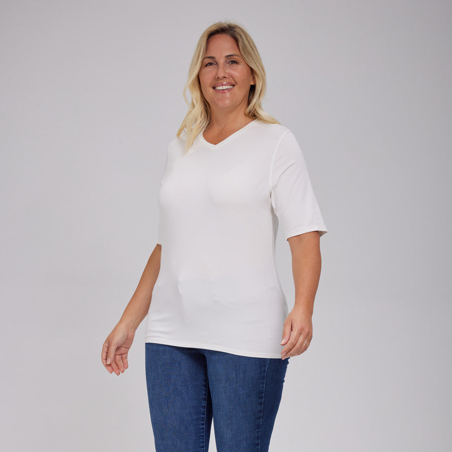 Womens Everyday Short Sleeve V-Neck Tee