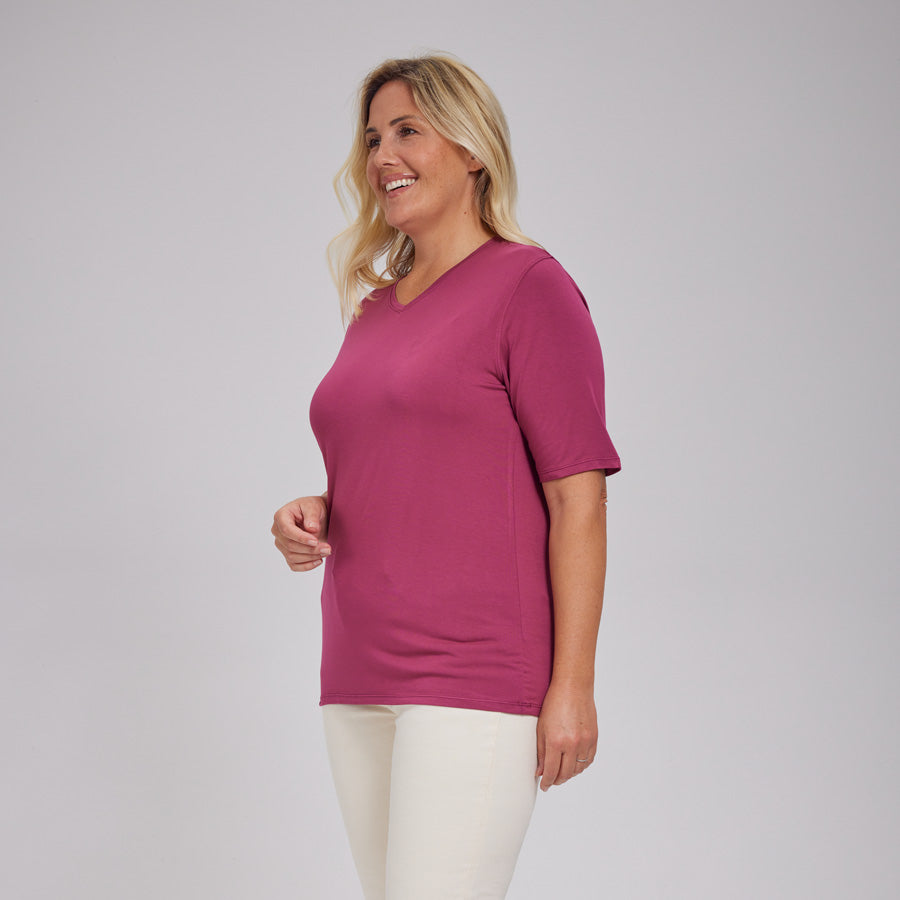 Womens Everyday Short Sleeve V-Neck Tee