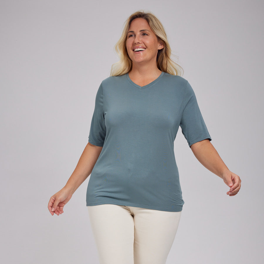 Womens Everyday Short Sleeve V-Neck Tee