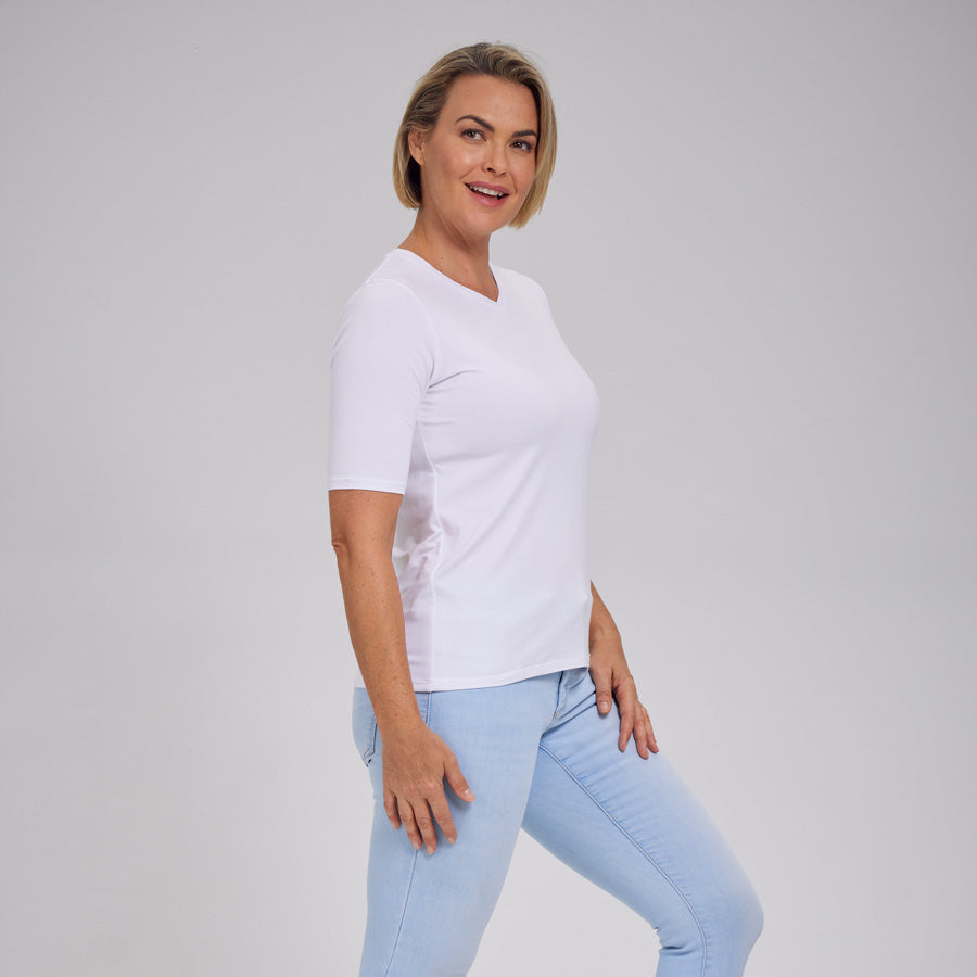 Womens Everyday Short Sleeve V-Neck Tee