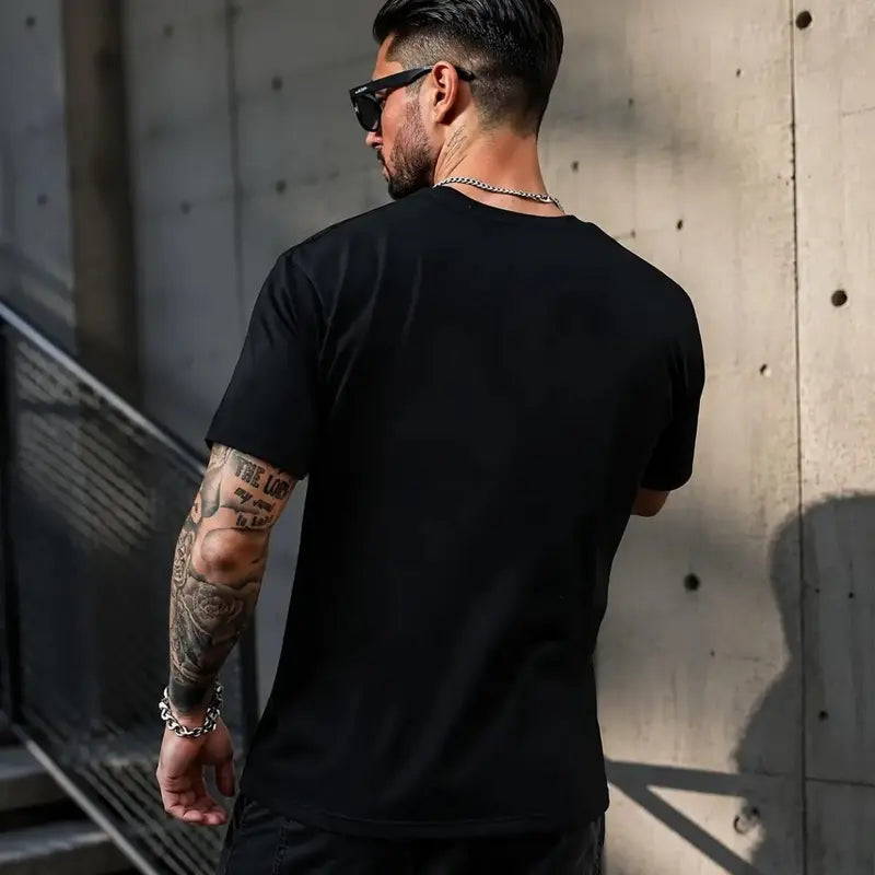 Men's Breathable Cotton Round Neck Short Sleeve Knitted T-Shirt - Bold Card Flower Print, Lettering, Cartoon Design, Regular Fit Casual Fashion Streetwear Top for Summer