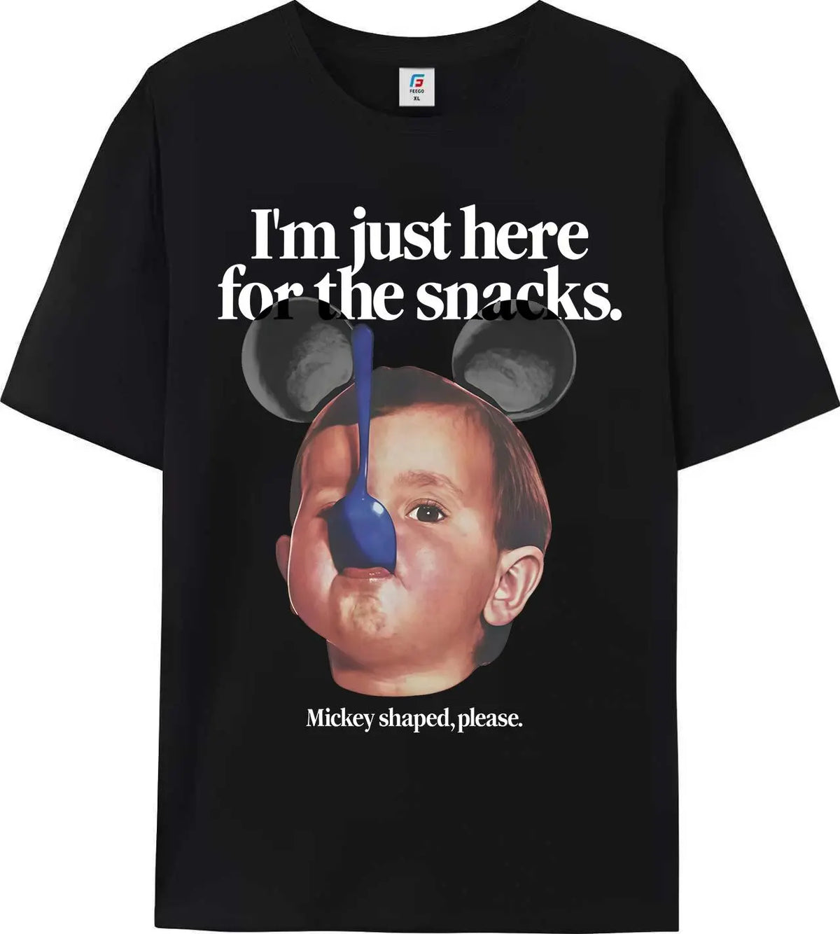 FEEGO Men's Unisex Short-Sleeve Round Neck T-Shirt - Funny Magic Kingdom "I'm Just Here For The Snacks" Graphic Top, Menswear Streetwear, Fast-Paced Gift for Boyfriend Men's Clothing Merch