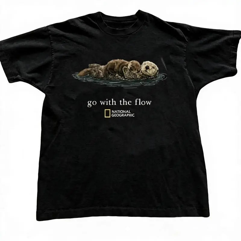 100% Cotton "Go with the Flow" Unisex T-Shirt, Gift, Cute Tops, Tops For Women Boxy Tee